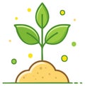 Green plant growing out of the earth icon illustration Royalty Free Stock Photo