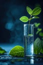 green plant leaves in laboratory glassware Royalty Free Stock Photo