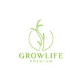 Green plant line circle growth logo design vector graphic symbol icon illustration creative idea