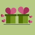 Green plant potted pink heart shape love day love plant 2 potted plants