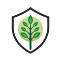 Green Plant Shield Logo, Nature Protection Icon, Sustainable Development Concept Royalty Free Stock Photo