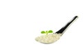 Green plant on spoon with rice Royalty Free Stock Photo