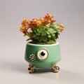 Handmade Pet Camera Flowerpot With Glazed China And Cute Eyeball Design
