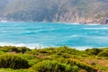 Green plants and blue sea in Porto Ferro Royalty Free Stock Photo