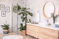 Green plants in elegant bathroom. Interior design Royalty Free Stock Photo