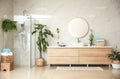 Green plants in modern bathroom. Interior design Royalty Free Stock Photo
