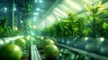 Hydroponic farm with green plants and fruit Royalty Free Stock Photo