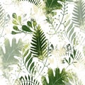 Green plants pattern. Fullsize raster artwork. Nature colours.