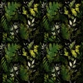 Green plants pattern. Fullsize raster artwork. Nature colours.