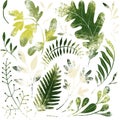 Green plants pattern. Fullsize raster artwork. Nature colours.