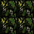 Green plants pattern. Fullsize raster artwork. Nature colours.