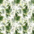 Green plants pattern. Fullsize raster artwork. Nature colours.