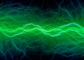Green plasma lightning, abstract electricity background