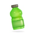 Green plastic bottle 3d in cartoon style. A hiccup for the eco-concert website. Vector graphics in high resolution