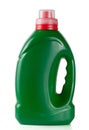 Green plastic bottle isolated on white background for liquid laundry detergent or cleaning agent or fabric softener Royalty Free Stock Photo