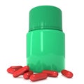 Green plastic bottle of pills Royalty Free Stock Photo