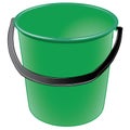 Green plastic bucket with a black handle
