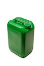 Green plastic canister, container; isolated on white background Royalty Free Stock Photo