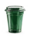 A green plastic cup with lid on a white background Royalty Free Stock Photo