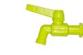 Green plastic faucet isolated