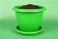 Green Plastic Flower Pots Royalty Free Stock Photo