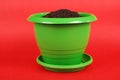 Green Plastic Flower Pots Royalty Free Stock Photo