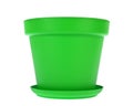 Green plastic flower pots on white background Royalty Free Stock Photo