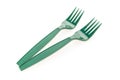 Green plastic forks Royalty Free Stock Photo