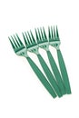 Green plastic forks Royalty Free Stock Photo