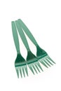 Green plastic forks Royalty Free Stock Photo