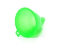 Green plastic funnel isolated on white Royalty Free Stock Photo