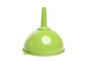 Green plastic funnel isolated on white Royalty Free Stock Photo