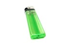 Green plastic gas lighter on white background Royalty Free Stock Photo