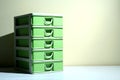 Green plastic home organizer drawer Royalty Free Stock Photo