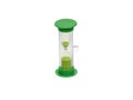 Green plastic medical sandglass on a white background