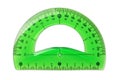 Green plastic protractor Royalty Free Stock Photo