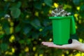 Green plastic recycle garbage bin Royalty Free Stock Photo