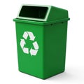 Green Plastic Recycling Bin with White Recycling Symbol on White Background trash can Royalty Free Stock Photo