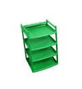 Green plastic shelves isolated