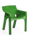 Green plastic stackable garden arm chair