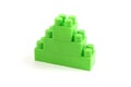 Green plastic toy bricks construction