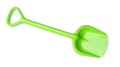 Green plastic toy shovel isolated on white, top view Royalty Free Stock Photo