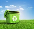 Green plastic trash recycling container