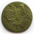 3d Fleece Pattern Decorated Round Green Platter With Tactile Texture