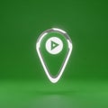 Green play button icon on map Royalty Free Stock Photo