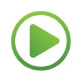Green play button icon media multimedia sign round circle shape symbol simple interface play arrow Royalty Free Stock Photo