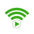 Green play WiFi vector icon