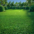 Green playground or sports field with fresh, vibrant grass, 3D