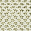 Green plesiosaur dinosaur fossil bones seamless pattern. Gender Neutral Jurassic silhouette for baby nursery. Gender