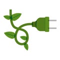 Green plug with wired and leaves